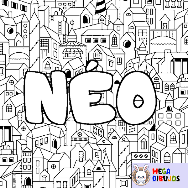 Coloraci&oacute;n del nombre N&Eacute;O - decorado ciudad