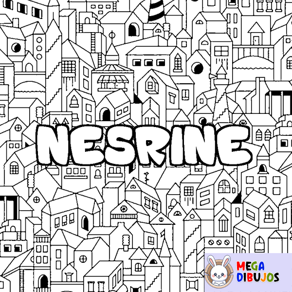 Coloraci&oacute;n del nombre NESRINE - decorado ciudad