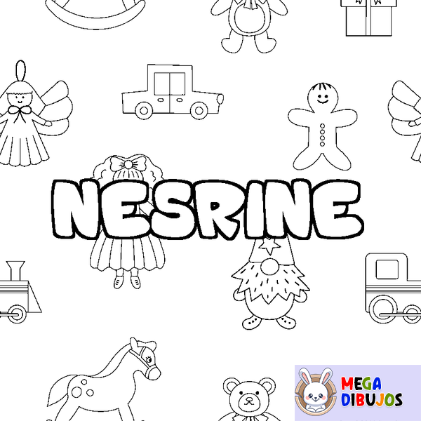Coloraci&oacute;n del nombre NESRINE - decorado juguetes