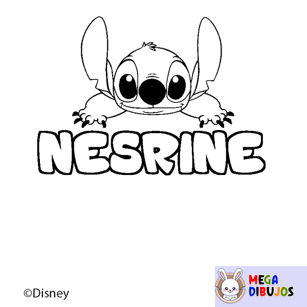 Coloraci&oacute;n del nombre NESRINE - decorado Stitch