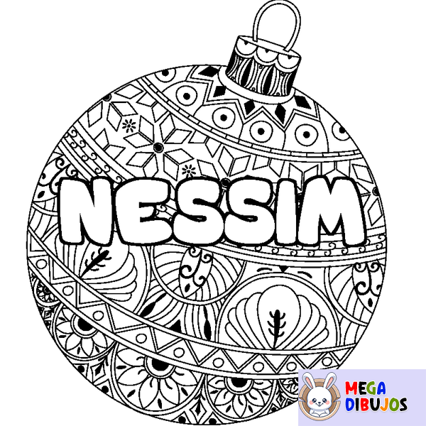 Coloraci&oacute;n del nombre NESSIM - decorado bola de Navidad