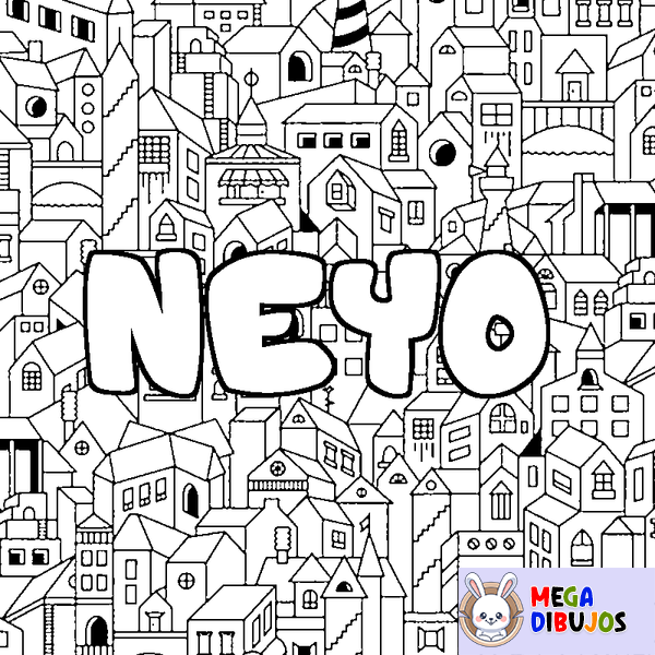 Coloraci&oacute;n del nombre NEYO - decorado ciudad
