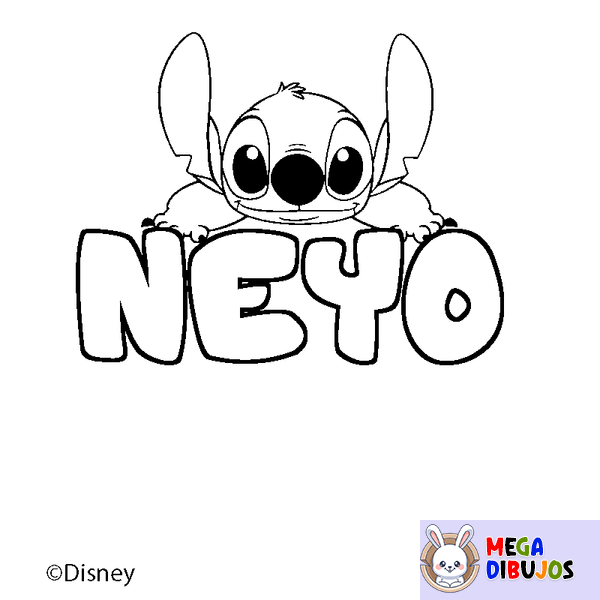 Coloraci&oacute;n del nombre NEYO - decorado Stitch