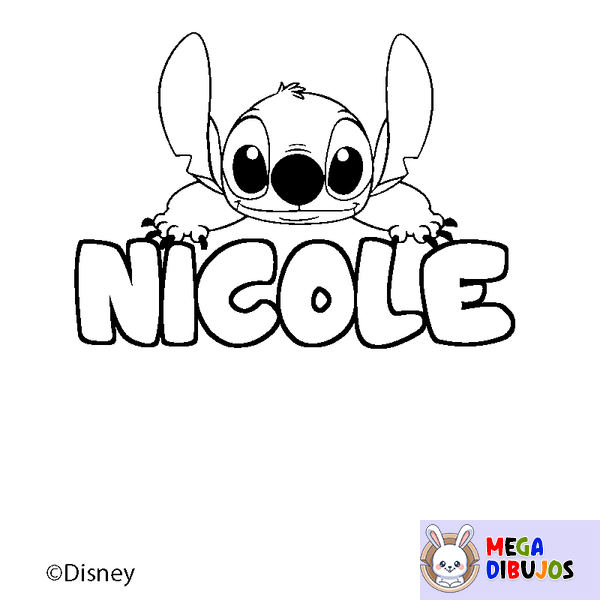 Coloraci&oacute;n del nombre NICOLE - decorado Stitch