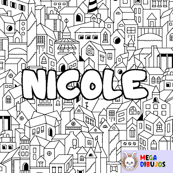 Coloraci&oacute;n del nombre NICOLE - decorado ciudad