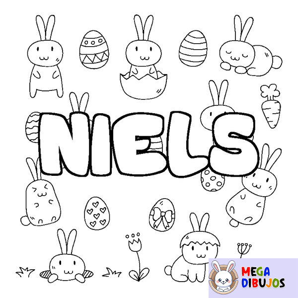Coloraci&oacute;n del nombre NIELS - decorado Pascua