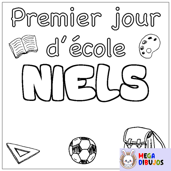 Coloraci&oacute;n del nombre NIELS - decorado primer d&iacute;a de escuela