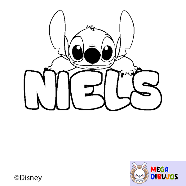 Coloraci&oacute;n del nombre NIELS - decorado Stitch
