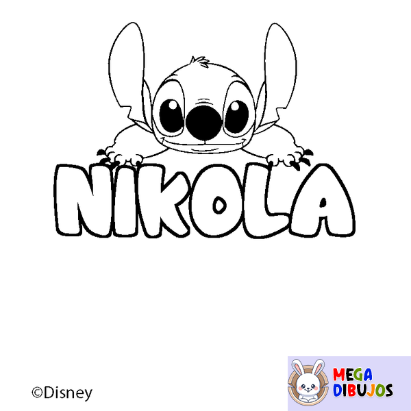 Coloraci&oacute;n del nombre NIKOLA - decorado Stitch