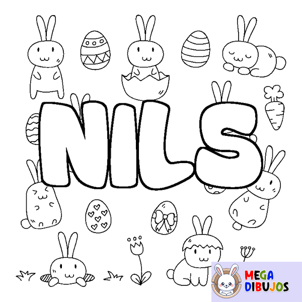 Coloraci&oacute;n del nombre NILS - decorado Pascua