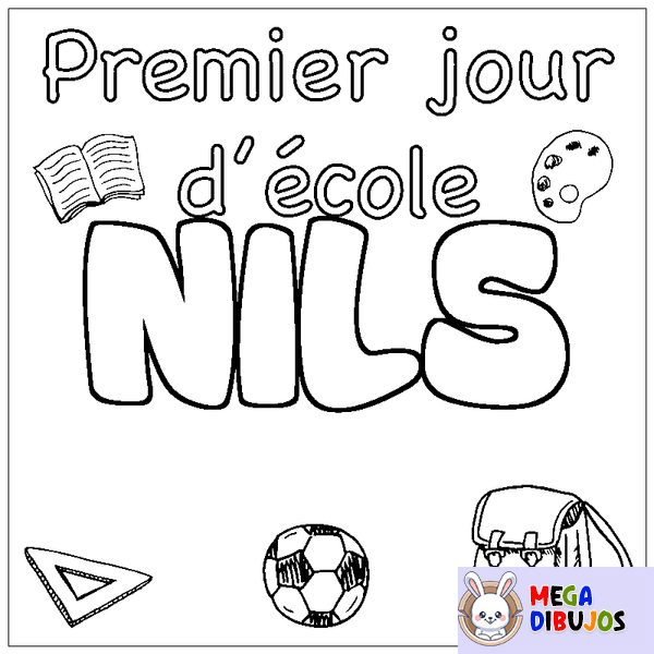 Coloraci&oacute;n del nombre NILS - decorado primer d&iacute;a de escuela