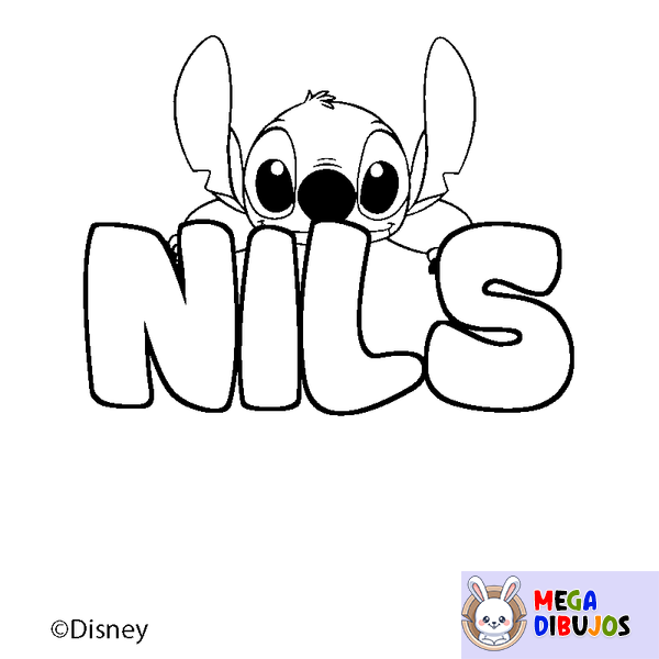 Coloraci&oacute;n del nombre NILS - decorado Stitch