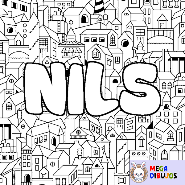 Coloraci&oacute;n del nombre NILS - decorado ciudad