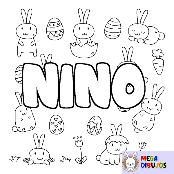 Coloraci&oacute;n del nombre NINO - decorado Pascua