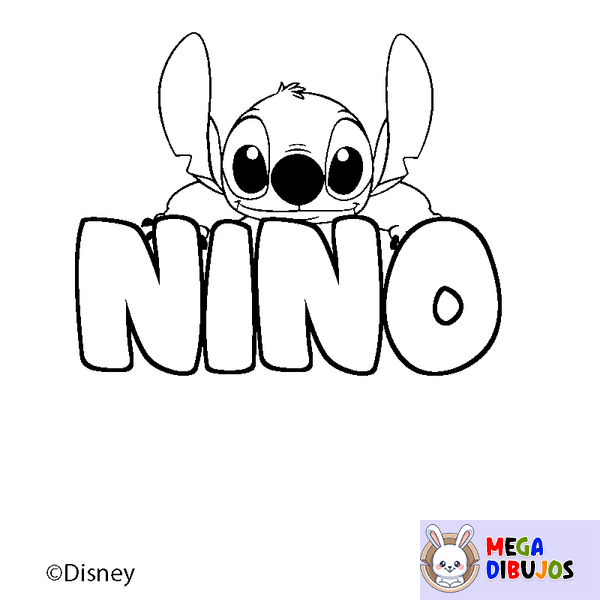 Coloraci&oacute;n del nombre NINO - decorado Stitch