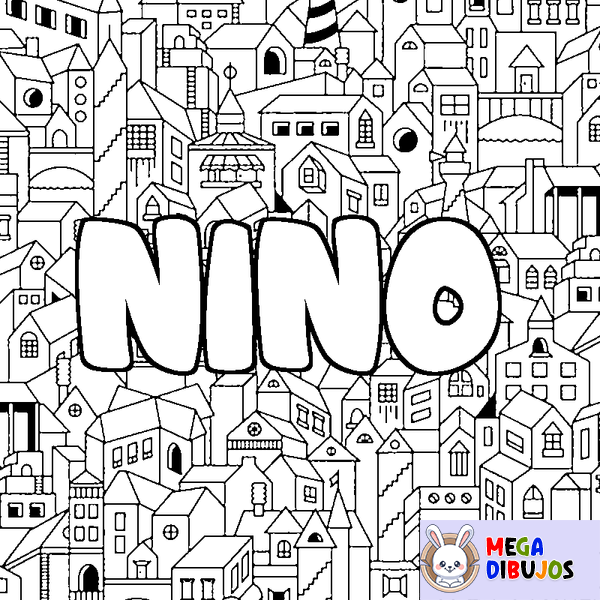 Coloraci&oacute;n del nombre NINO - decorado ciudad