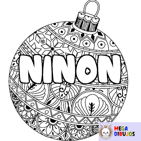 Coloraci&oacute;n del nombre NINON - decorado bola de Navidad