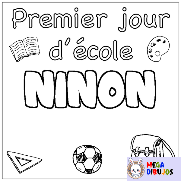 Coloraci&oacute;n del nombre NINON - decorado primer d&iacute;a de escuela