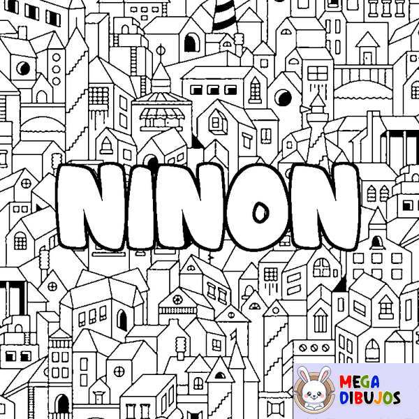 Coloraci&oacute;n del nombre NINON - decorado ciudad