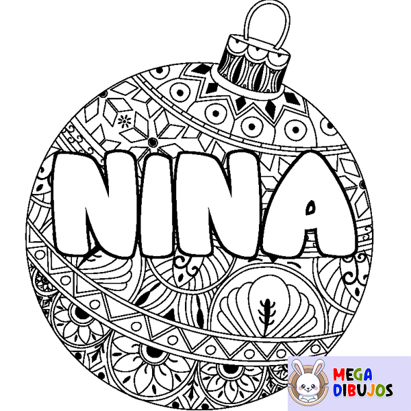 Coloraci&oacute;n del nombre NINA - decorado bola de Navidad