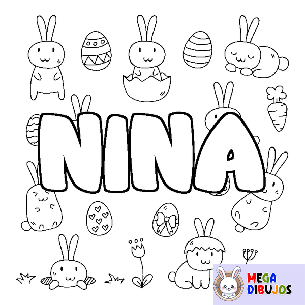 Coloraci&oacute;n del nombre NINA - decorado Pascua
