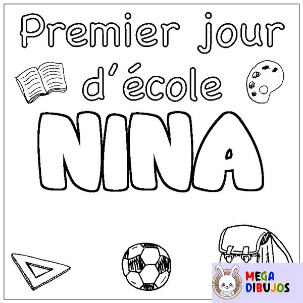 Coloraci&oacute;n del nombre NINA - decorado primer d&iacute;a de escuela