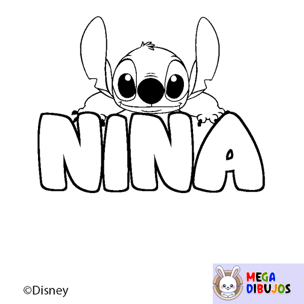 Coloraci&oacute;n del nombre NINA - decorado Stitch