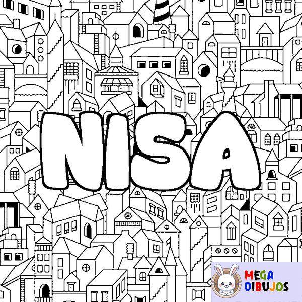 Coloraci&oacute;n del nombre NISA - decorado ciudad