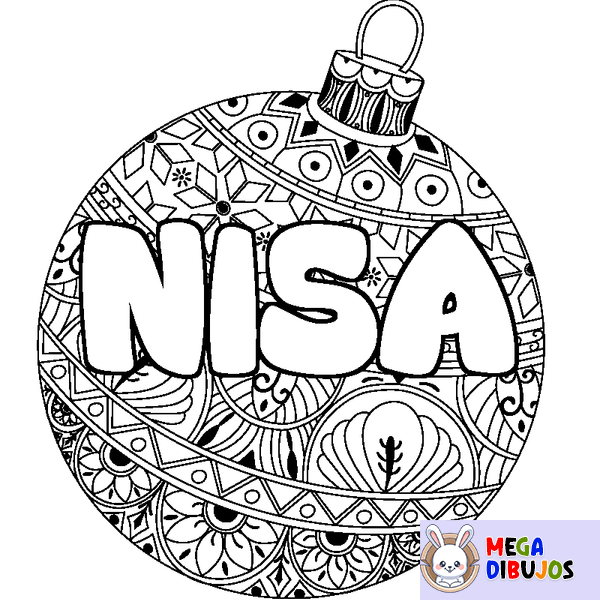 Coloraci&oacute;n del nombre NISA - decorado bola de Navidad