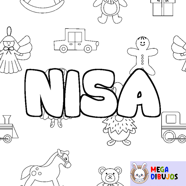Coloraci&oacute;n del nombre NISA - decorado juguetes