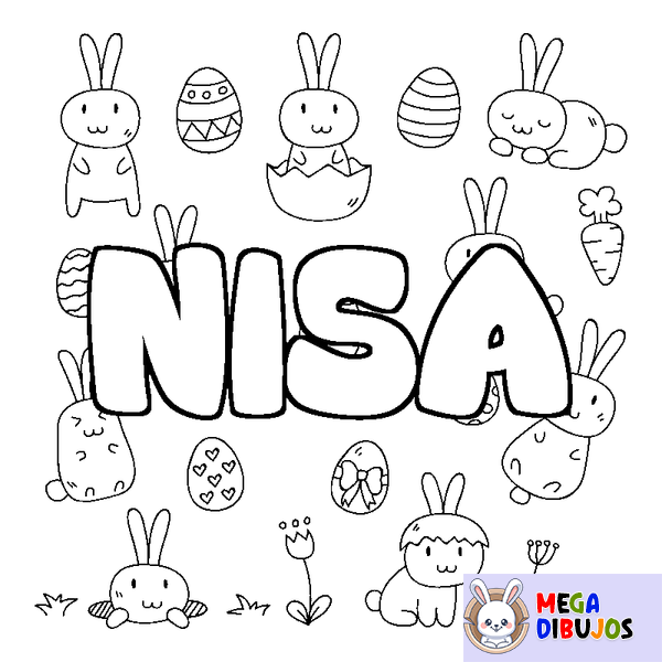 Coloraci&oacute;n del nombre NISA - decorado Pascua