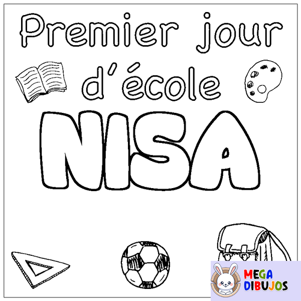 Coloraci&oacute;n del nombre NISA - decorado primer d&iacute;a de escuela