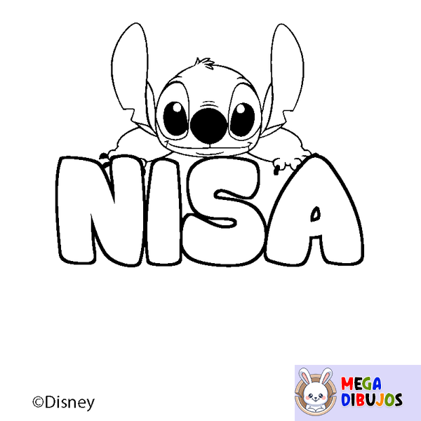 Coloraci&oacute;n del nombre NISA - decorado Stitch
