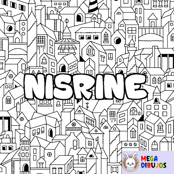Coloraci&oacute;n del nombre NISRINE - decorado ciudad