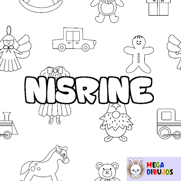 Coloraci&oacute;n del nombre NISRINE - decorado juguetes