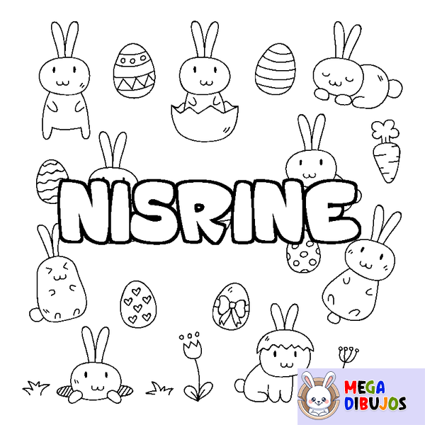 Coloraci&oacute;n del nombre NISRINE - decorado Pascua