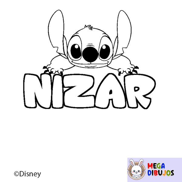 Coloraci&oacute;n del nombre NIZAR - decorado Stitch