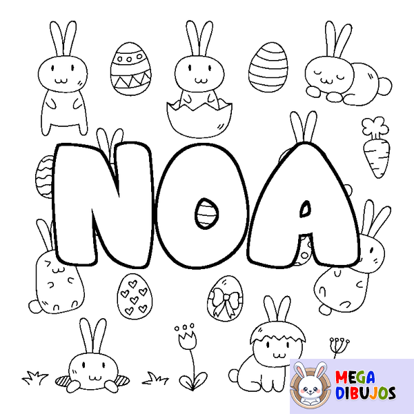 Coloraci&oacute;n del nombre NOA - decorado Pascua