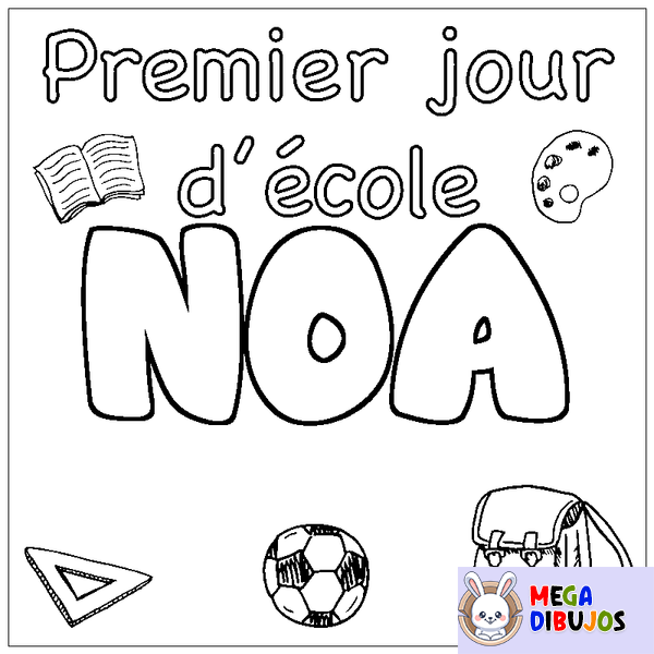 Coloraci&oacute;n del nombre NOA - decorado primer d&iacute;a de escuela