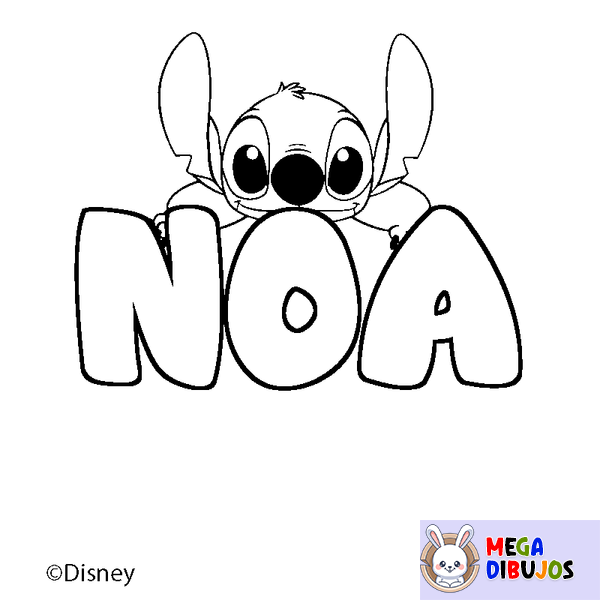 Coloraci&oacute;n del nombre NOA - decorado Stitch