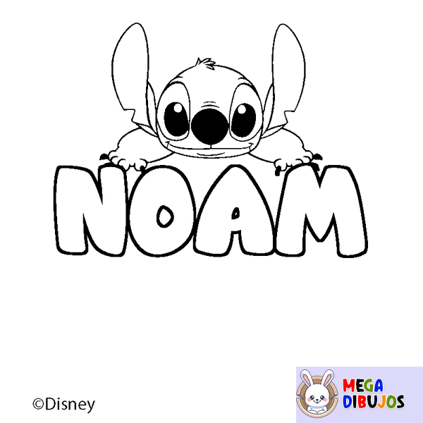 Coloraci&oacute;n del nombre NOAM - decorado Stitch