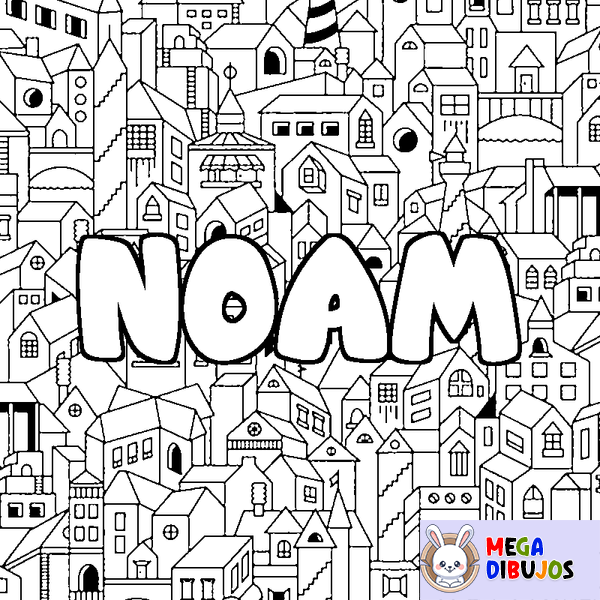 Coloraci&oacute;n del nombre NOAM - decorado ciudad