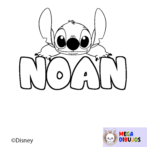 Coloraci&oacute;n del nombre NOAN - decorado Stitch