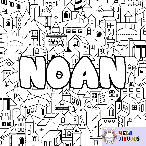Coloraci&oacute;n del nombre NOAN - decorado ciudad
