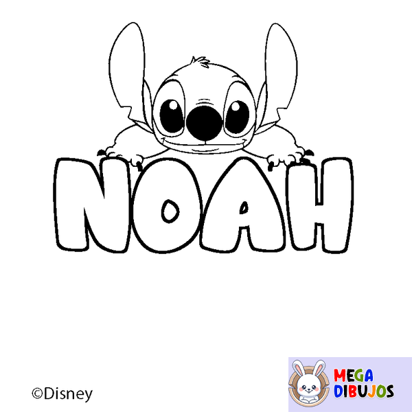 Coloraci&oacute;n del nombre NOAH - decorado Stitch