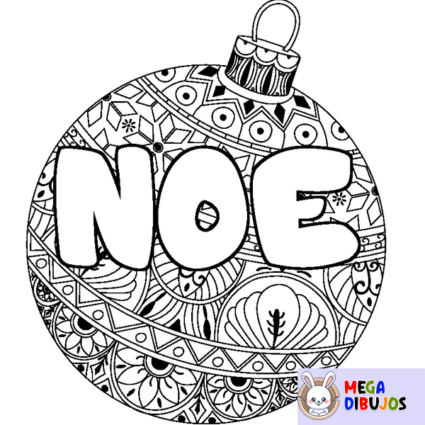Coloraci&oacute;n del nombre NOE - decorado bola de Navidad