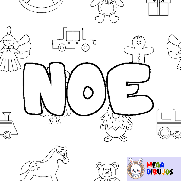 Coloraci&oacute;n del nombre NOE - decorado juguetes