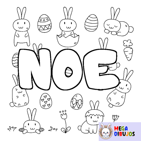 Coloraci&oacute;n del nombre NOE - decorado Pascua