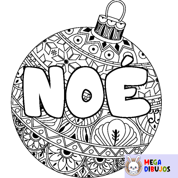 Coloraci&oacute;n del nombre NO&Eacute; - decorado bola de Navidad