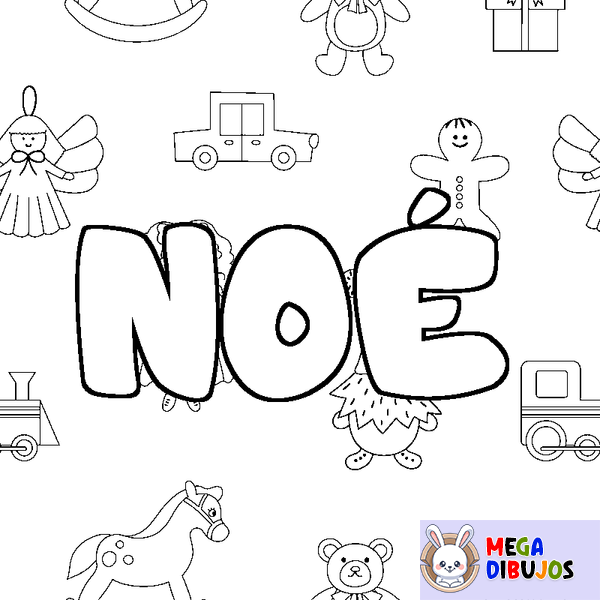 Coloraci&oacute;n del nombre NO&Eacute; - decorado juguetes